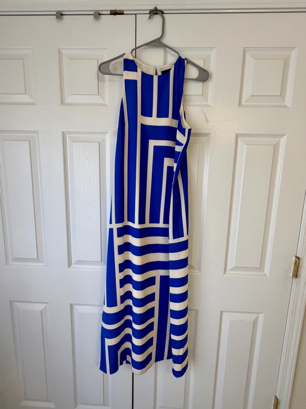 Donna Morgan Royal Blue & White Geometric Maxi Dress